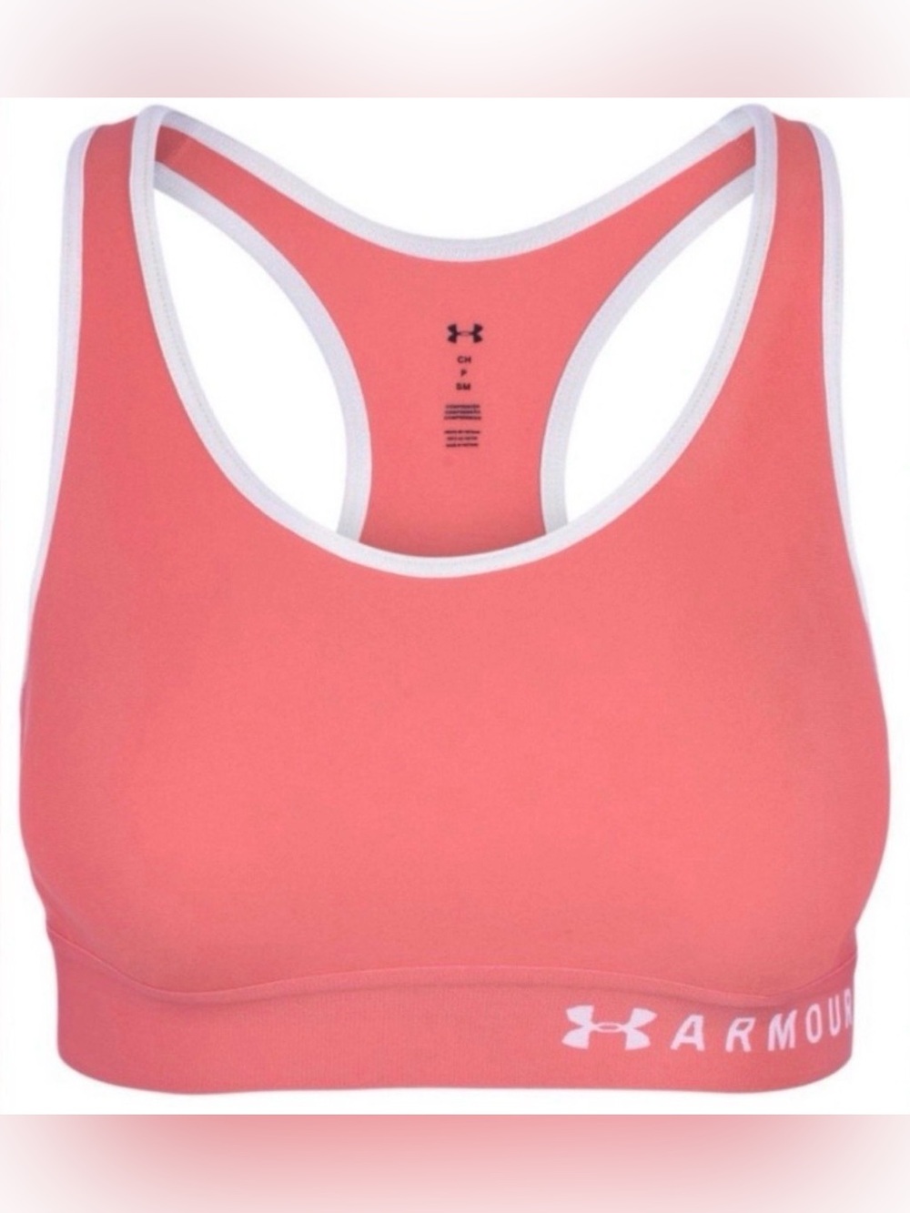 Under Armour Women’s Keyhole Racerback Sports Bra Small Pink With White NWT